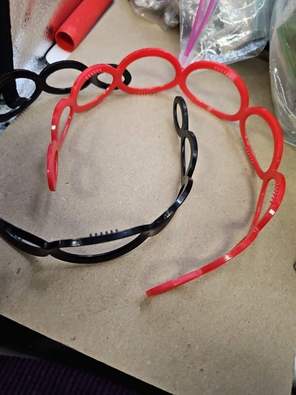 Headbands Lot Of 2 Plastic Red & Black